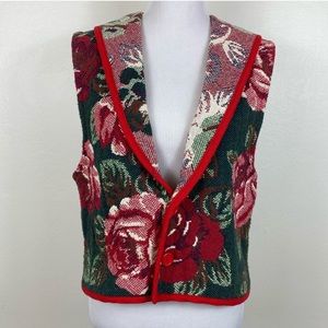 Vintage Knit Rose Floral Sweater Vest